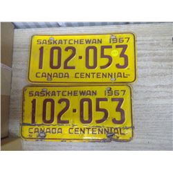 Saskatchewan Licence Plate (2) 67'
