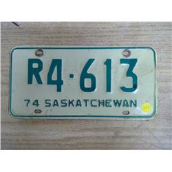 Saskatchewan Licence Plate (1) 74'