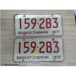 Saskatchewan Licence Plate (2) 71'