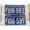 Image 1 : Saskatchewan Licence Plate (2) 62'