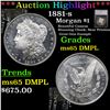 Image 1 : ***Auction Highlight*** 1881-s Morgan Dollar $1 Graded ms65 DMPL By SEGS (fc)