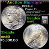 ***Auction Highlight*** 1924-s Peace Dollar $1 Graded ms65 BY SEGS (fc)