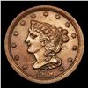 Image 2 : ***Auction Highlight*** 1857 C-1 Mint Error Braided Hair Half Cent 1/2c Graded ms63 bn By SEGS (fc)