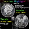 Image 1 : ***Auction Highlight*** 1881-s Morgan Dollar $1 Graded ms65 DMPL BY SEGS (fc)