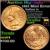 Image 1 : ***Auction Highlight*** 1861 Mint Error Indian Cent 1c Graded Choice Unc By USCG (fc)