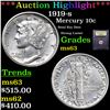 Image 1 : ***Auction Highlight*** 1919-s Mercury Dime 10c Graded Select Unc By USCG (fc)