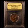 Image 4 : ***Auction Highlight*** 1846 TOP POP! N-1 Braided Hair Large Cent 1c Graded Choice Unc BN By USCG (f