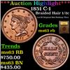 Image 1 : ***Auction Highlight*** 1851 C-1 Braided Hair Half Cent 1/2c Graded Select Unc RB By USCG (fc)