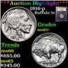 Image 1 : ***Auction Highlight*** 1916-p Buffalo Nickel 5c Graded GEM+ Unc By USCG (fc)