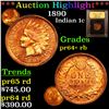 Image 1 : Proof ***Auction Highlight*** 1890 Indian Cent 1c Graded Select+ Proof Rb By USCG (fc)