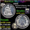 Image 1 : Proof ***Auction Highlight*** 1884 Seated Liberty Dime 10c Graded GEM+ Proof Cameo By USCG (fc)