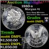 Image 1 : ***Auction Highlight*** 1880-s Morgan Dollar $1 Graded GEM+ UNC DMPL By USCG (fc)