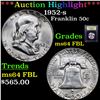 Image 1 : ***Auction Highlight*** 1952-s Franklin Half Dollar 50c Graded Choice Unc FBL By USCG (fc)