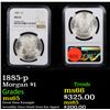 Image 1 : NGC 1885-p Morgan Dollar $1 Graded ms65 By NGC