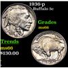 Image 1 : 1936-p Buffalo Nickel 5c Grades GEM+ Unc