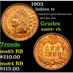 1903 Indian Cent 1c Grades Choice+ Unc RB