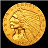 Image 2 : 1908-p Gold Indian Quarter Eagle $2 1/2 Grades Choice AU/BU Slider