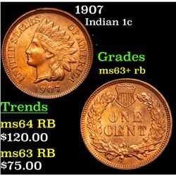 1907 Indian Cent 1c Grades Select+ Unc RB