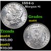Image 1 : 1884-o Morgan Dollar $1 Grades Choice Unc