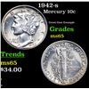 Image 1 : 1942-s Mercury Dime 10c Grades GEM Unc