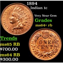 1894 Indian Cent 1c Grades Choice+ Unc RB