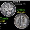 Image 1 : 1920-d Mercury Dime 10c Grades xf details