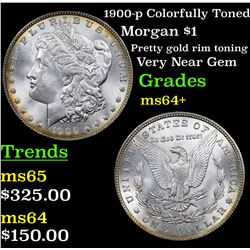 1900-p Colorfully Toned Morgan Dollar $1 Grades Choice+ Unc