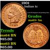 Image 1 : 1901 Indian Cent 1c Grades Select+ Unc BN