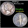 Image 1 : 1928-p Mercury Dime 10c Grades AU Details