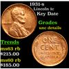 Image 1 : 1931-s Lincoln Cent 1c Grades Unc Details