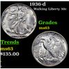Image 1 : 1936-d Walking Liberty Half Dollar 50c Grades Select Unc