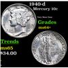 Image 1 : 1940-d Mercury Dime 10c Grades Choice+ Unc