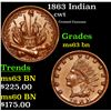 Image 1 : 1863 Indian Civil War Token 1c Grades Select Unc BN