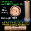 Image 1 : Uncirculated 1c orig shotgun roll, 1955-p  In Old Brinks wrapper  Grades