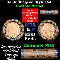 Buffalo Nickel Shotgun Roll in Old Bank Style 'Los Angeles Trust & Savings Bank' Wrapper 1916 & s Mi