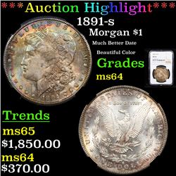 ***Auction Highlight*** NGC 1891-s Morgan Dollar $1 Graded ms64 By NGC (fc)