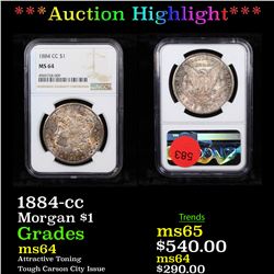 ***Auction Highlight*** NGC 1884-cc Morgan Dollar $1 Graded ms64 By NGC (fc)