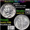 Image 1 : ***Auction Highlight*** 1919-s Mercury Dime 10c Graded ms63 fsb By SEGS (fc)