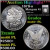 Image 1 : ***Auction Highlight*** 1878-s Morgan Dollar $1 Graded ms65+ PL By SEGS (fc)