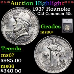 ***Auction Highlight*** 1937 Roanoke Old Commem Half Dollar 50c Graded ms66+ By SEGS (fc)