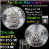 Image 1 : ***Auction Highlight*** 1878-p 7tf Vam 84 I3 R4 Morgan Dollar $1 Graded ms64+ pl By SEGS (fc)