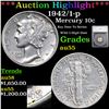 Image 1 : ***Auction Highlight*** 1942/1-p Mercury Dime 10c Graded au55 By SEGS (fc)