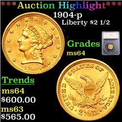 ***Auction Highlight*** 1904-p Gold Liberty Quarter Eagle $2 1/2 Graded ms64 By SEGS (fc)