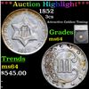 Image 1 : ***Auction Highlight*** 1852 Three Cent Silver 3cs Graded ms64 By SEGS (fc)