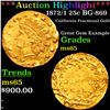 Image 1 : ***Auction Highlight*** 1872/1 25c BG-869 California Fractional Gold Grades ms65 (fc)