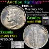 Image 1 : ***Auction Highlight*** 1939-s Mercury Dime 10c Graded ms65 FSB By SEGS (fc)