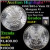 Image 1 : ***Auction Highlight*** 1882/882-o Vam 22 Morgan Dollar $1 Graded ms64+ By SEGS (fc)