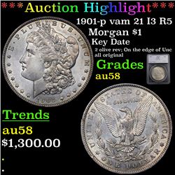 ***Auction Highlight*** 1901-p vam 21 I3 R5 Morgan Dollar $1 Graded au58 By SEGS (fc)