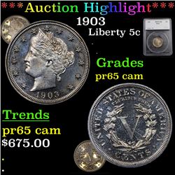 Proof ***Auction Highlight*** 1903 Liberty Nickel 5c Graded pr65 cam By SEGS (fc)