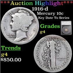 ***Auction Highlight*** 1916-d Mercury Dime 10c Graded g4 By SEGS (fc)